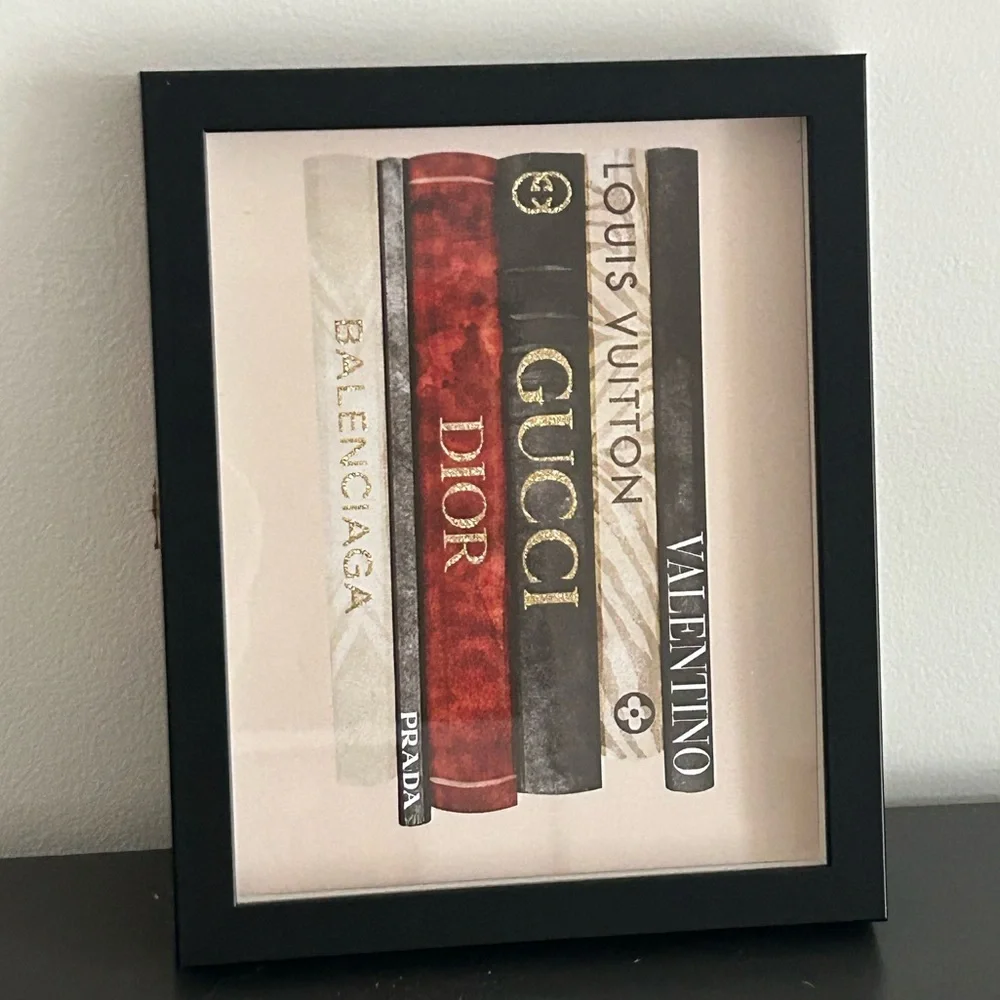Luxury Inspired Designer Book Stack Wall Art Framed Fashion Decor Black Frame - Picture 4 of 5